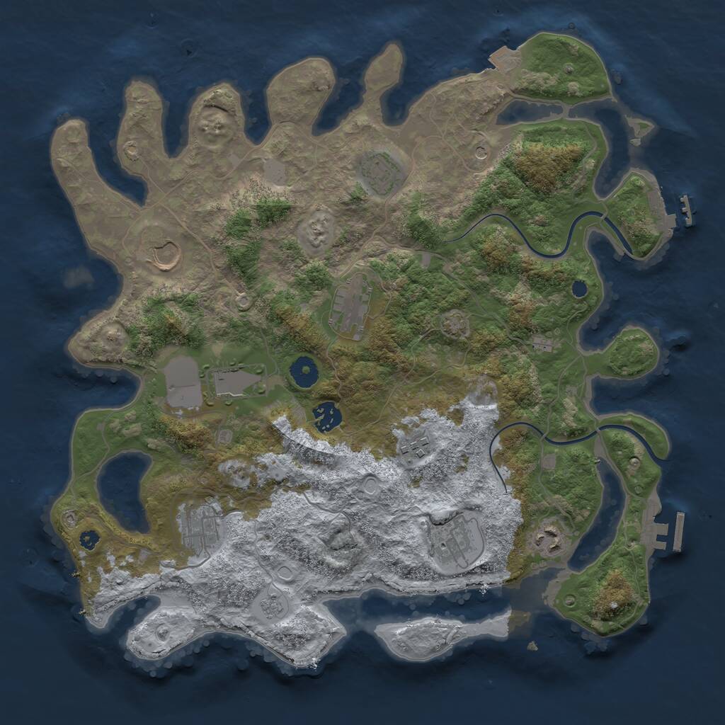 Rust Map: Procedural Map, Size: 3750, Seed: 54333317, 15 Monuments