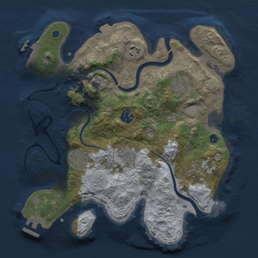Rust Map: Procedural Map, Size: 3000, Seed: 741613101, 13 Monuments