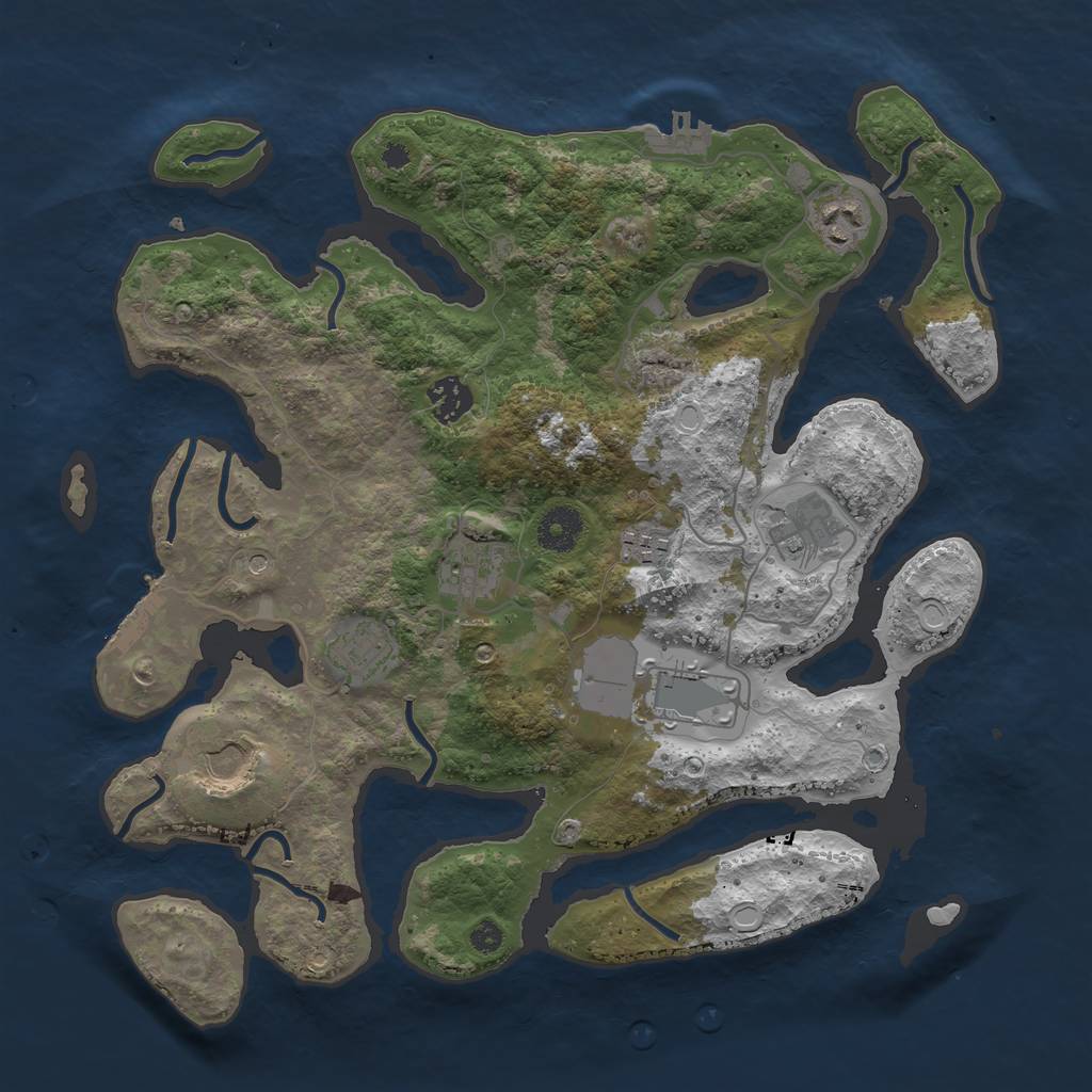 Rust Map: Procedural Map, Size: 3600, Seed: 546745, 19 Monuments