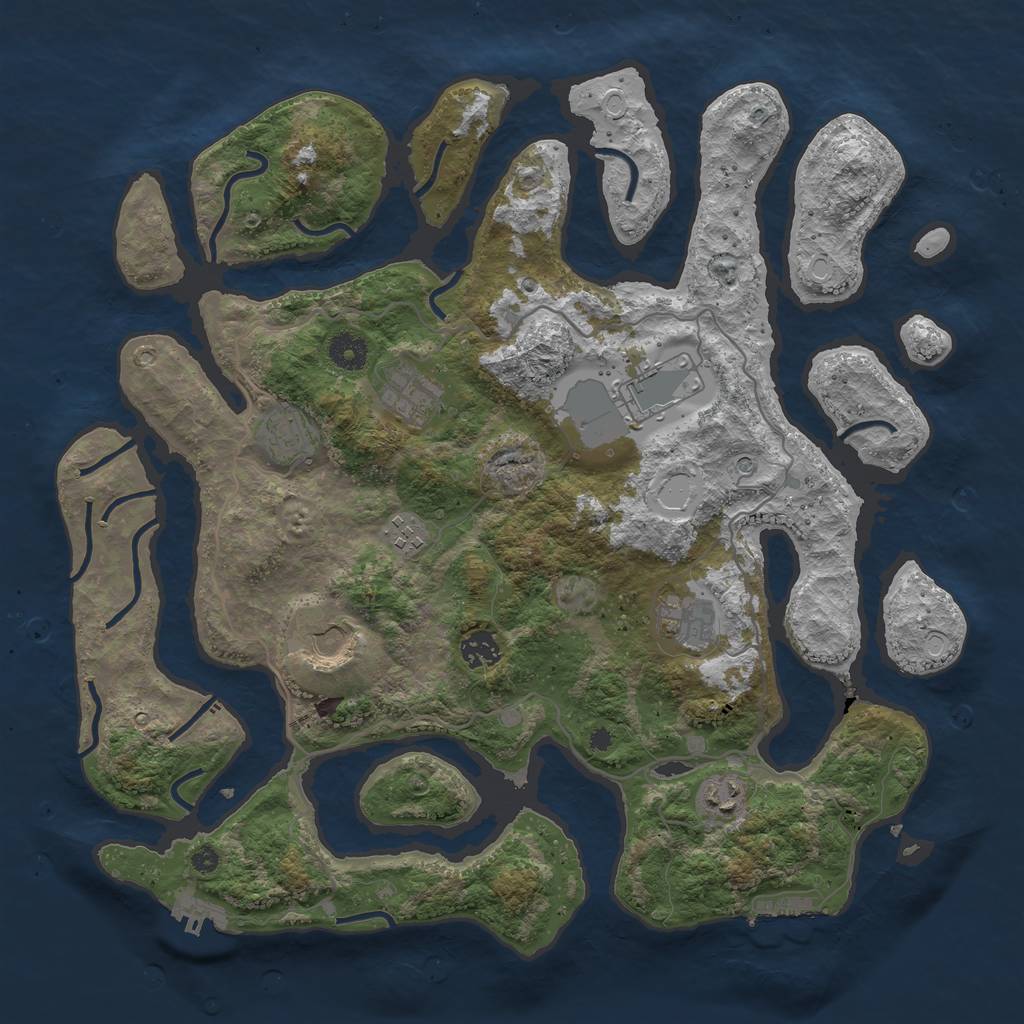 Rust Map: Procedural Map, Size: 4000, Seed: 138765, 16 Monuments