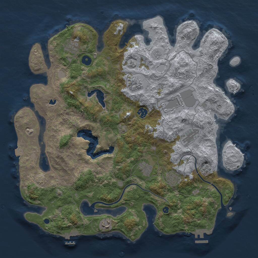 Rust Map: Procedural Map, Size: 4000, Seed: 138765, 15 Monuments