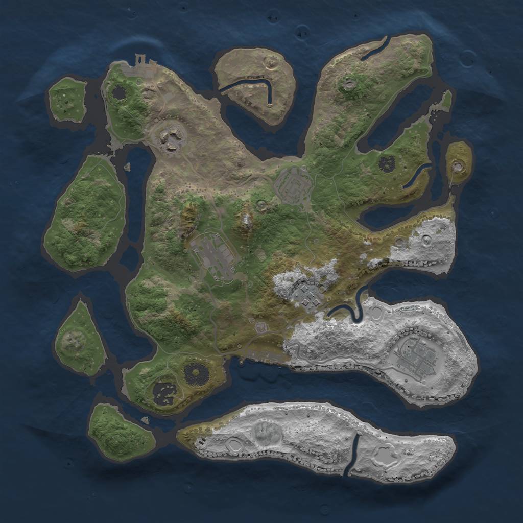 Rust Map: Procedural Map, Size: 3200, Seed: 114, 13 Monuments