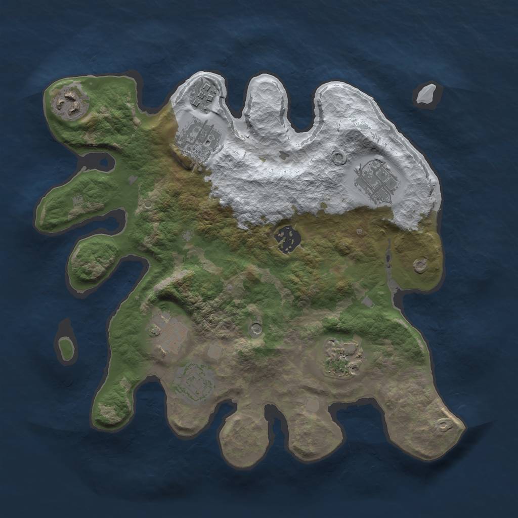 Rust Map: Barren, Size: 3000, Seed: 8377845, 11 Monuments