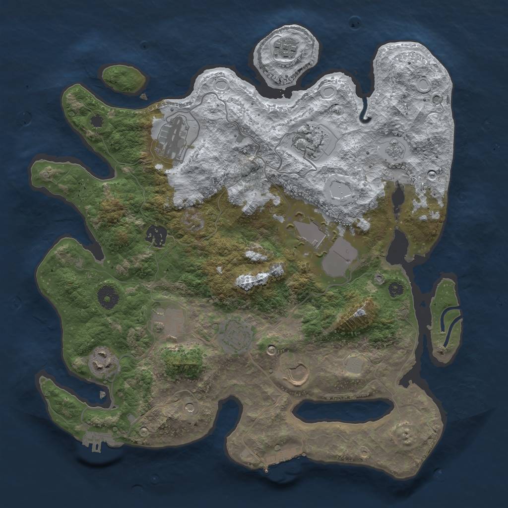 Rust Map: Procedural Map, Size: 3500, Seed: 727200506, 18 Monuments