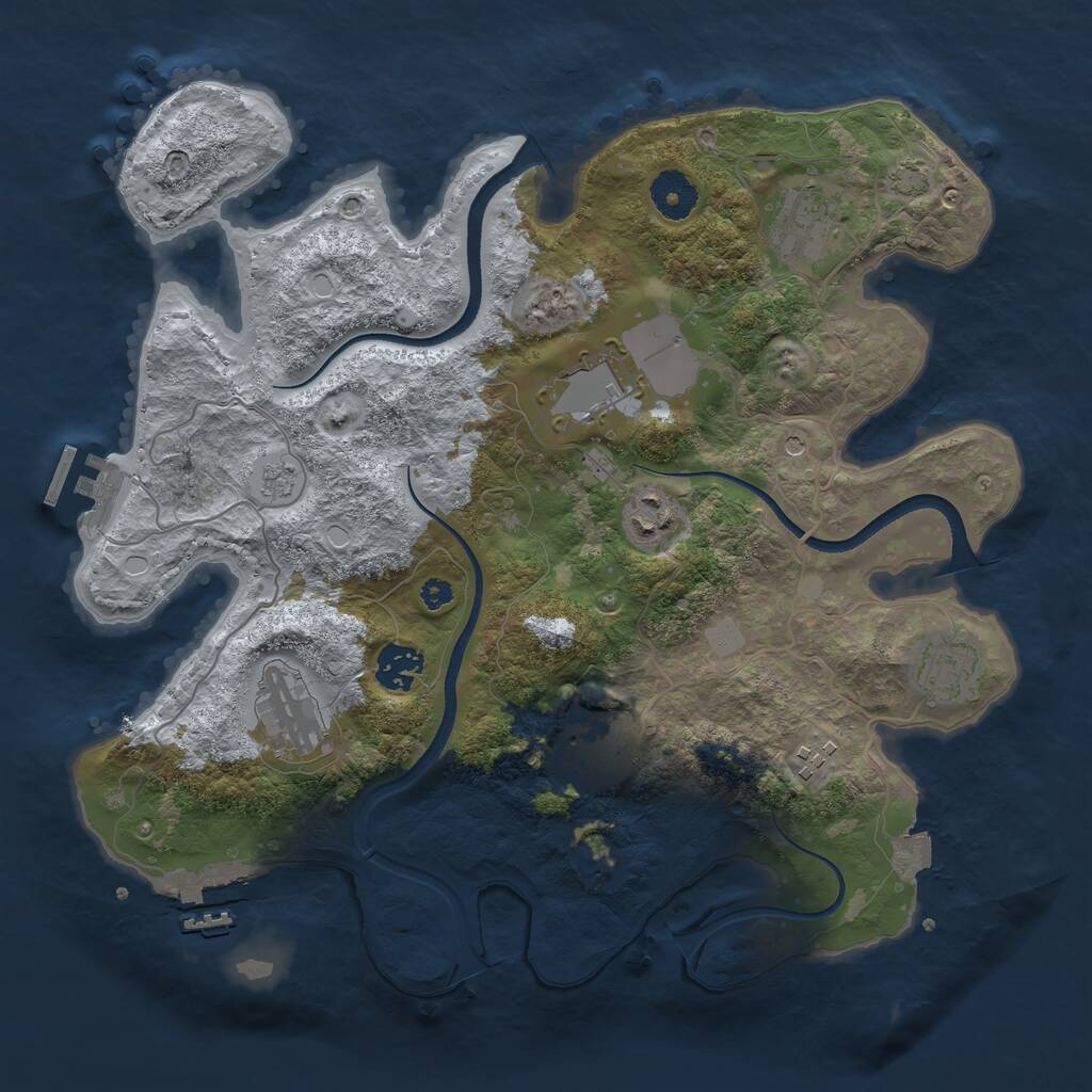Rust Map: Procedural Map, Size: 3500, Seed: 950305538, 14 Monuments
