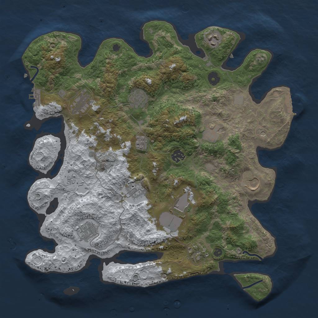 Rust Map: Procedural Map, Size: 3800, Seed: 57, 20 Monuments