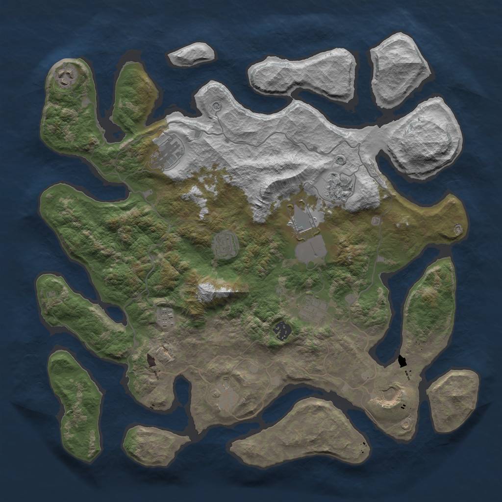 Rust Map: Barren, Size: 4250, Seed: 461948986, 13 Monuments