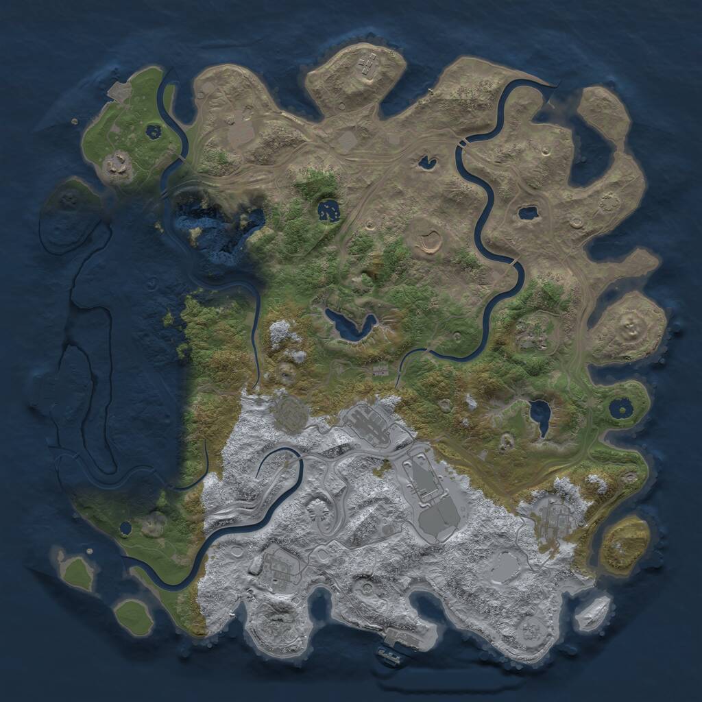 Rust Map: Procedural Map, Size: 4600, Seed: 51586060, 17 Monuments