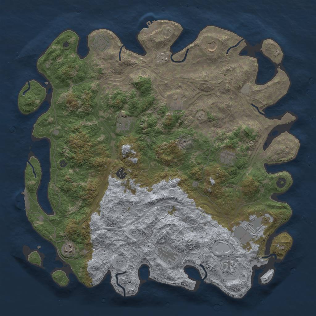 Rust Map: Procedural Map, Size: 4600, Seed: 51586060, 20 Monuments