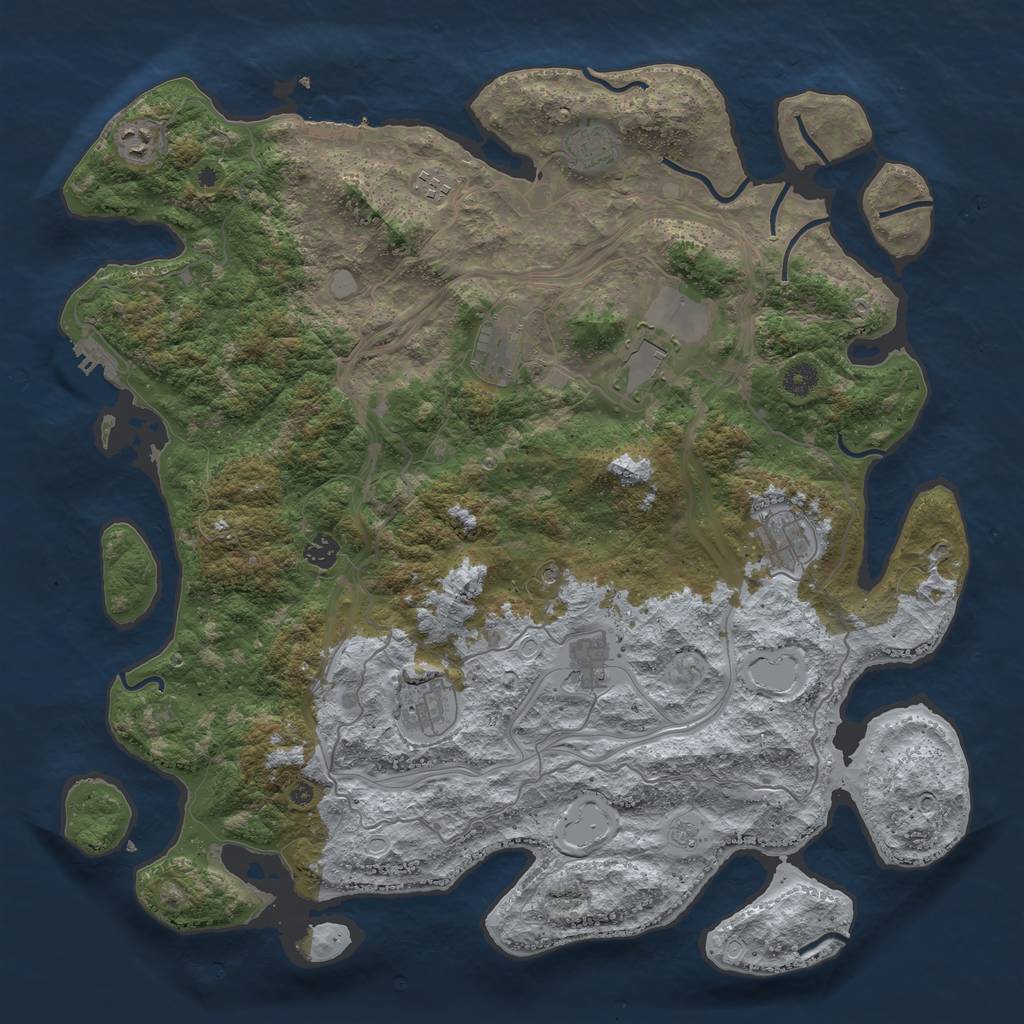 Rust Map: Procedural Map, Size: 4500, Seed: 6041972, 18 Monuments