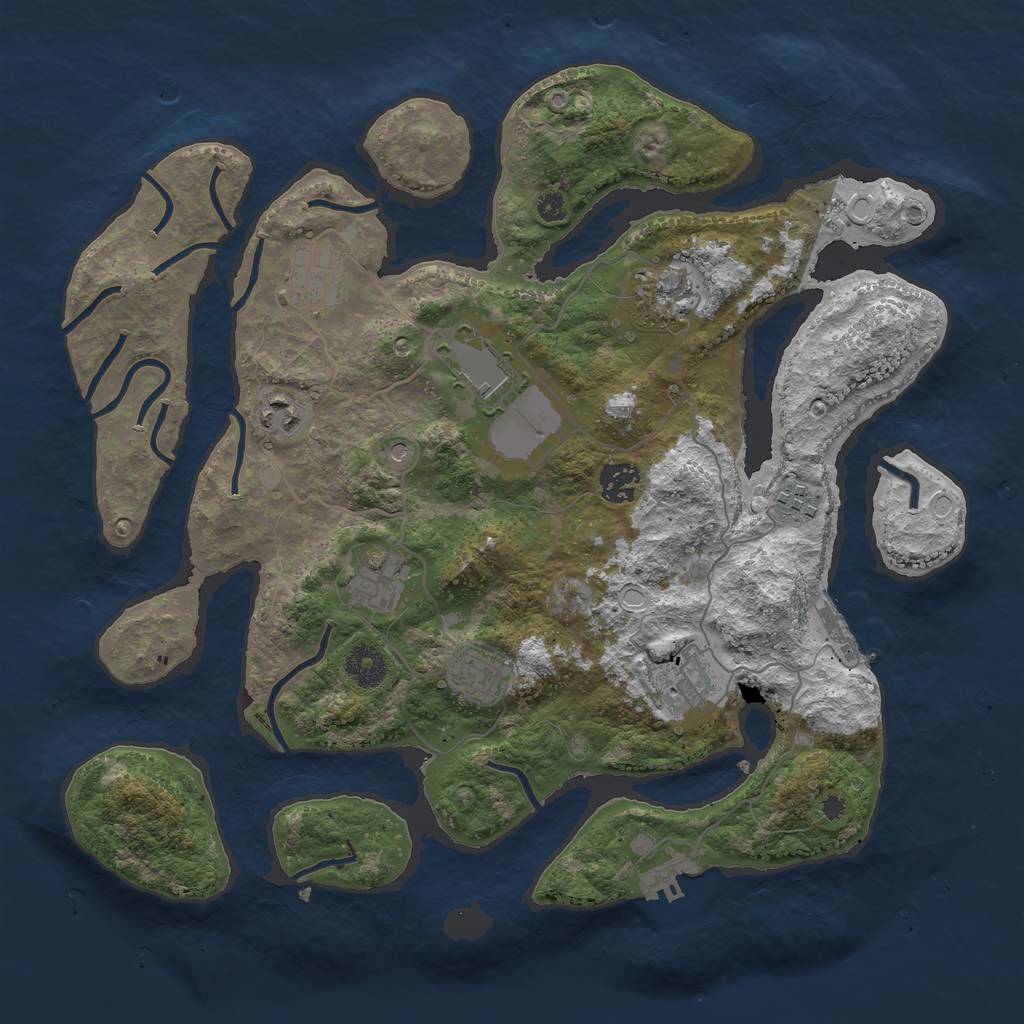 Rust Map: Procedural Map, Size: 3700, Seed: 636757830, 20 Monuments