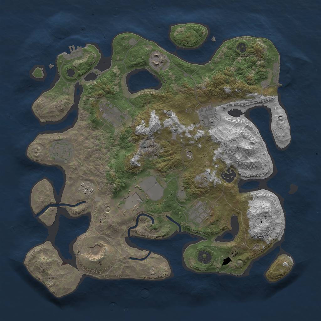 Rust Map: Procedural Map, Size: 3500, Seed: 1007996381, 20 Monuments