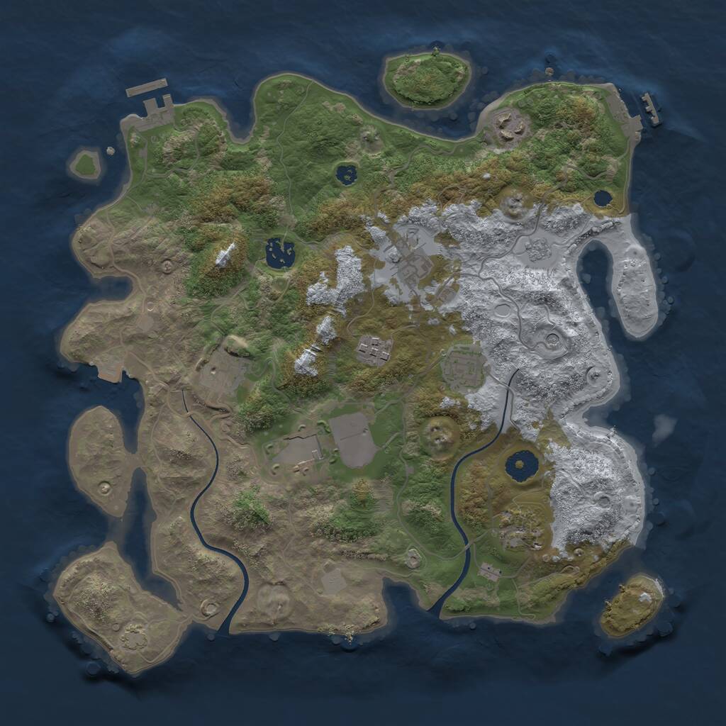 Rust Map: Procedural Map, Size: 3500, Seed: 1007996381, 14 Monuments