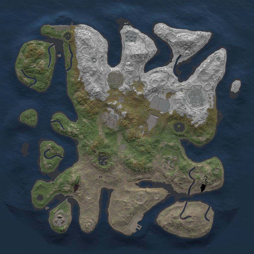 Rust Map: Procedural Map, Size: 3500, Seed: 3630338, 19 Monuments