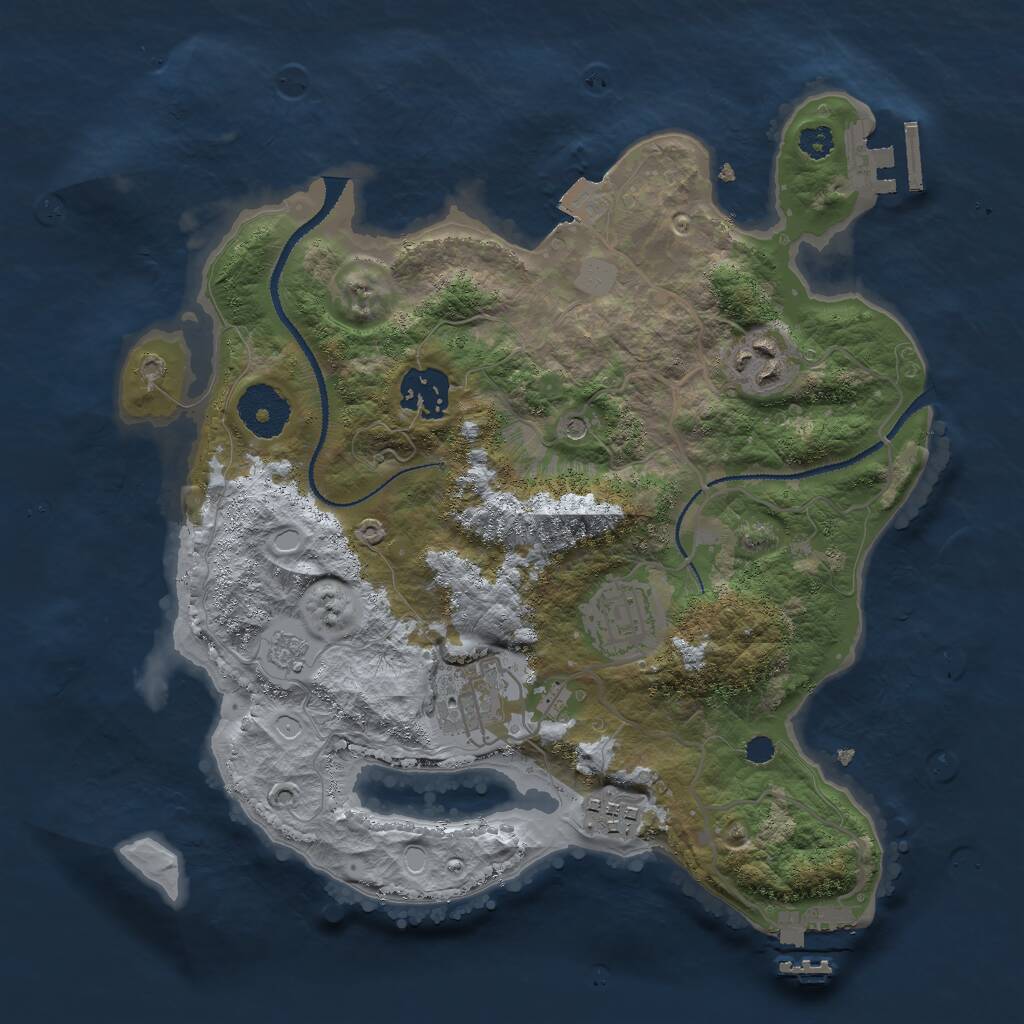 Rust Map: Procedural Map, Size: 3000, Seed: 1409187758, 10 Monuments
