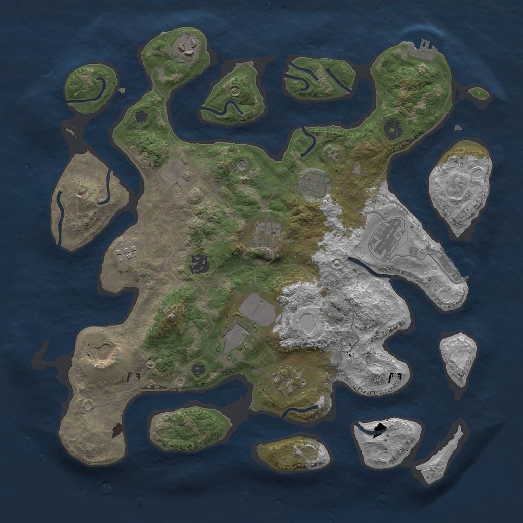 Rust Map: Procedural Map, Size: 3850, Seed: 1697627849, 21 Monuments