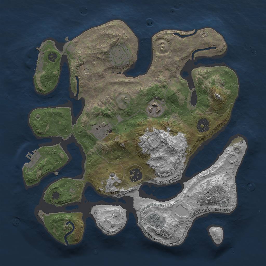 Rust Map: Procedural Map, Size: 3000, Seed: 932695, 16 Monuments