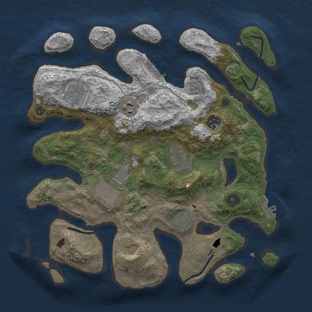 Rust Map: Procedural Map, Size: 3500, Seed: 824724, 19 Monuments