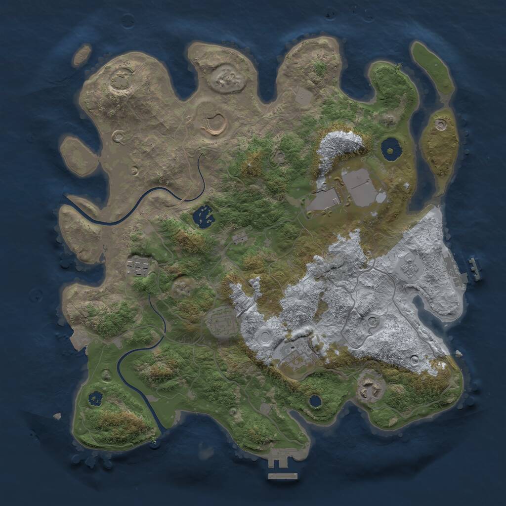 Rust Map: Procedural Map, Size: 3500, Seed: 25254, 13 Monuments
