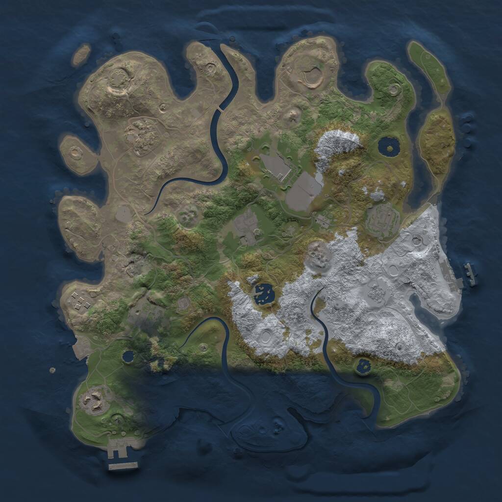 Rust Map: Procedural Map, Size: 3500, Seed: 25254, 15 Monuments