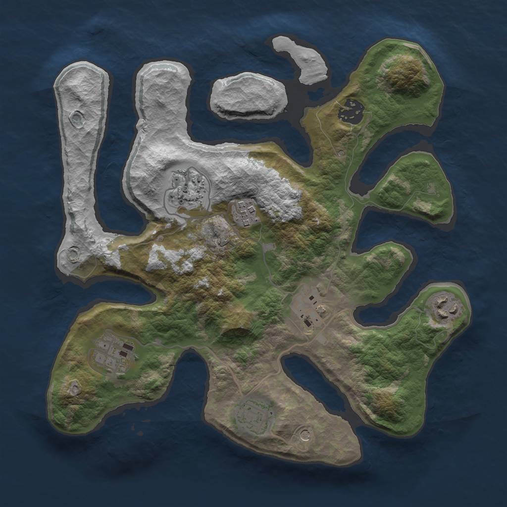 Rust Map: Barren, Size: 3000, Seed: 541658, 10 Monuments