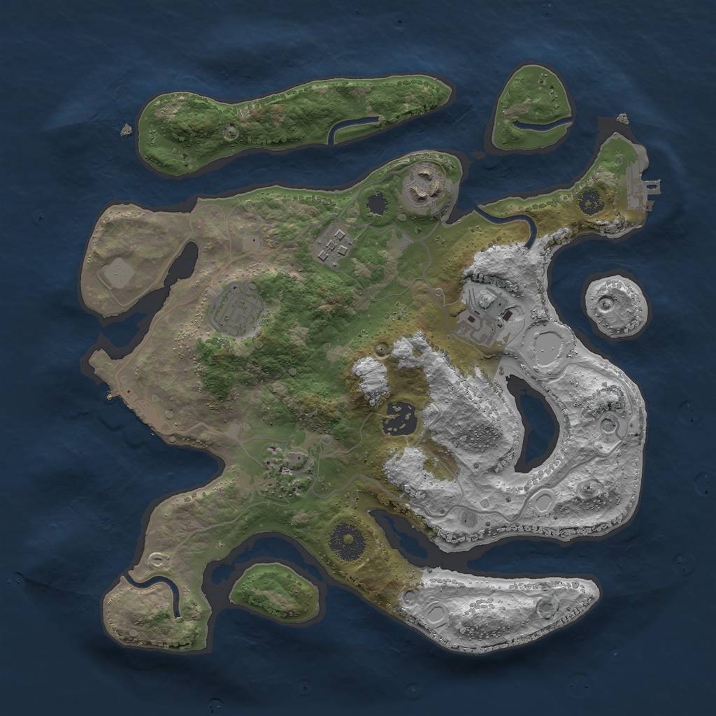 Rust Map: Procedural Map, Size: 3001, Seed: 258, 14 Monuments