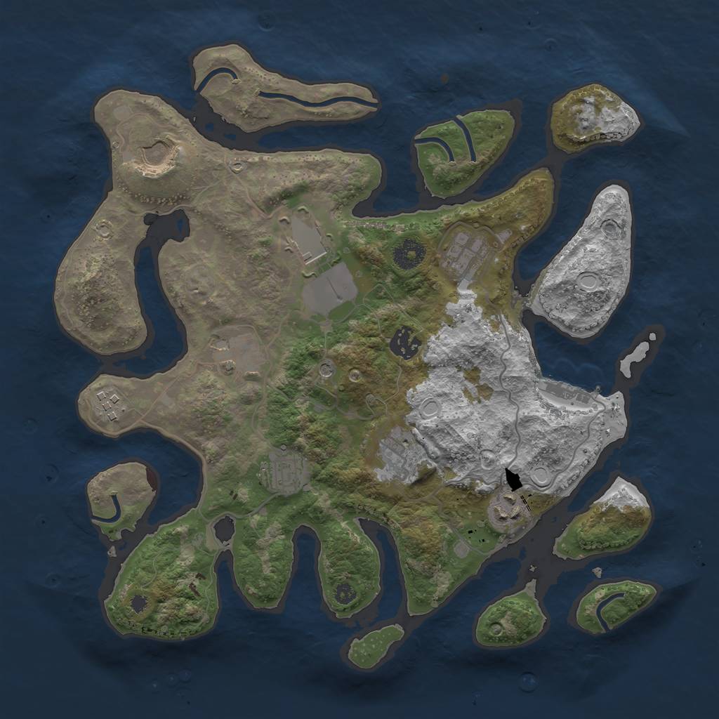 Rust Map: Procedural Map, Size: 3500, Seed: 22485, 19 Monuments