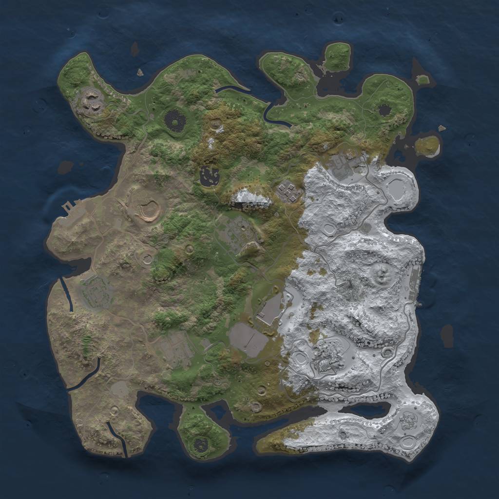 Rust Map: Procedural Map, Size: 3500, Seed: 2099641403, 19 Monuments