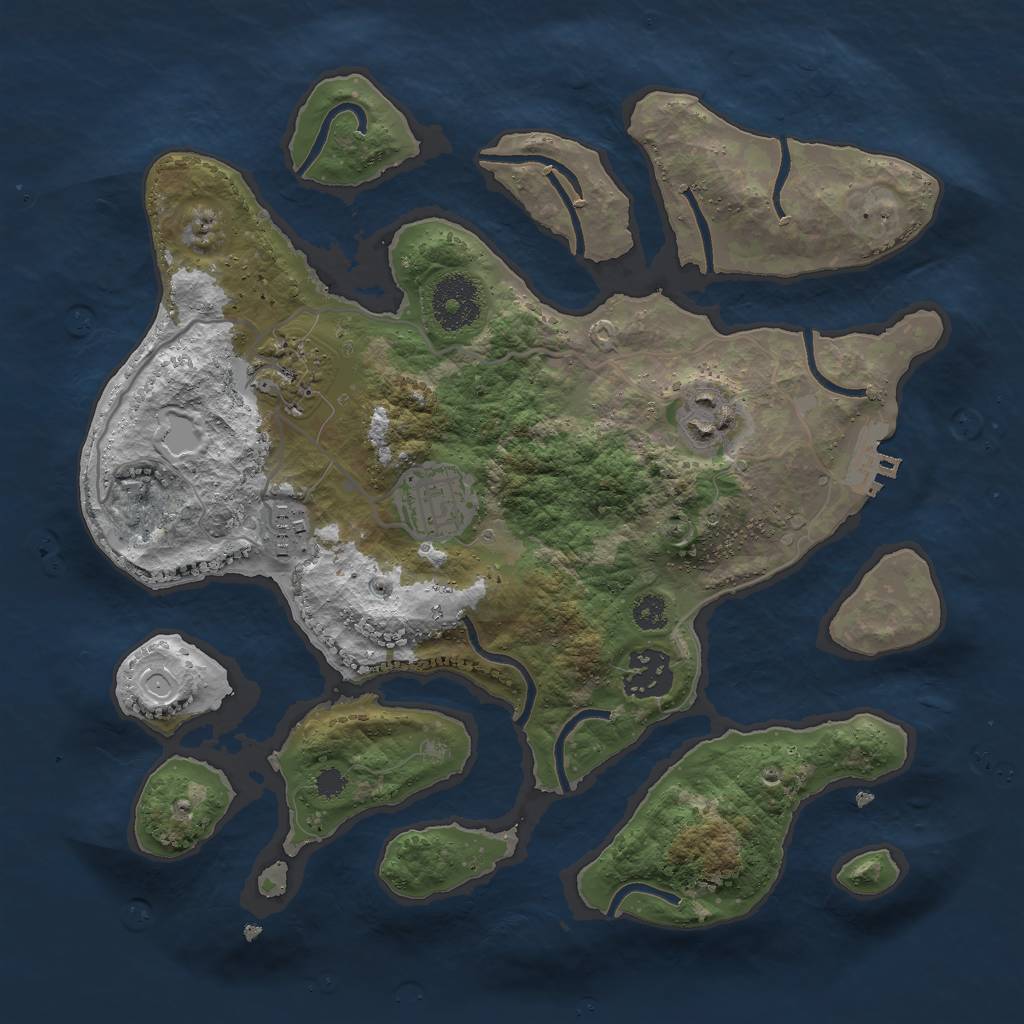 Rust Map: Procedural Map, Size: 3000, Seed: 494588, 11 Monuments