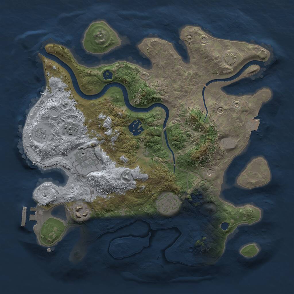Rust Map: Procedural Map, Size: 3000, Seed: 494588, 10 Monuments