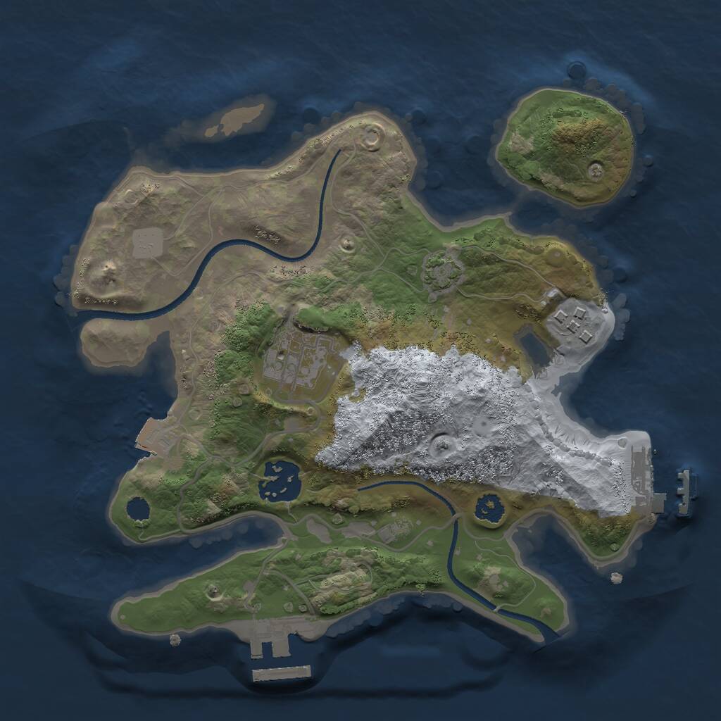 Rust Map: Procedural Map, Size: 2500, Seed: 379139319, 7 Monuments