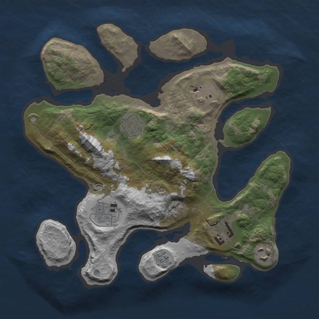 Rust Map: Barren, Size: 3000, Seed: 512204, 9 Monuments