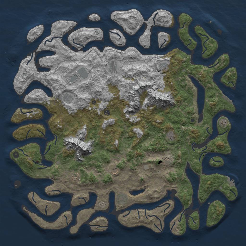 Rust Map: Procedural Map, Size: 6000, Seed: 246732975, 19 Monuments