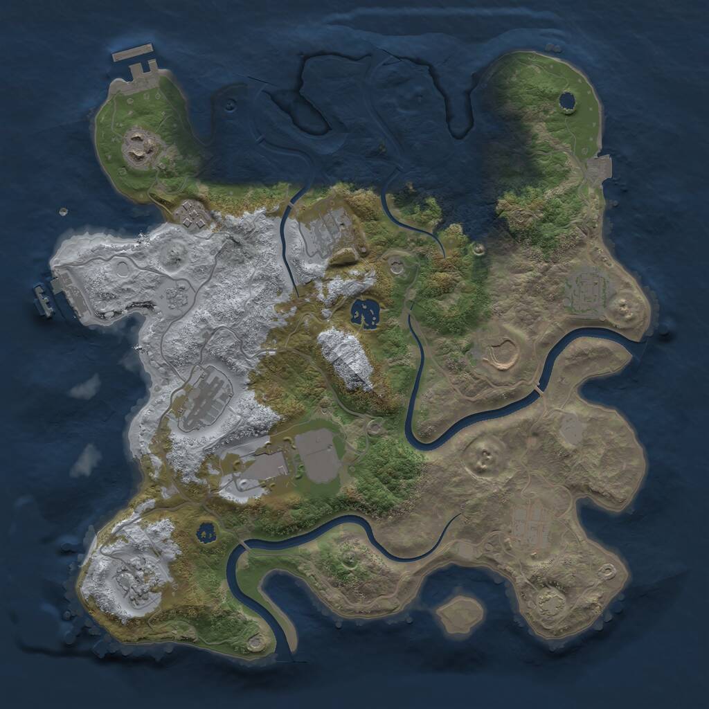 Rust Map: Procedural Map, Size: 3500, Seed: 1365755378, 16 Monuments