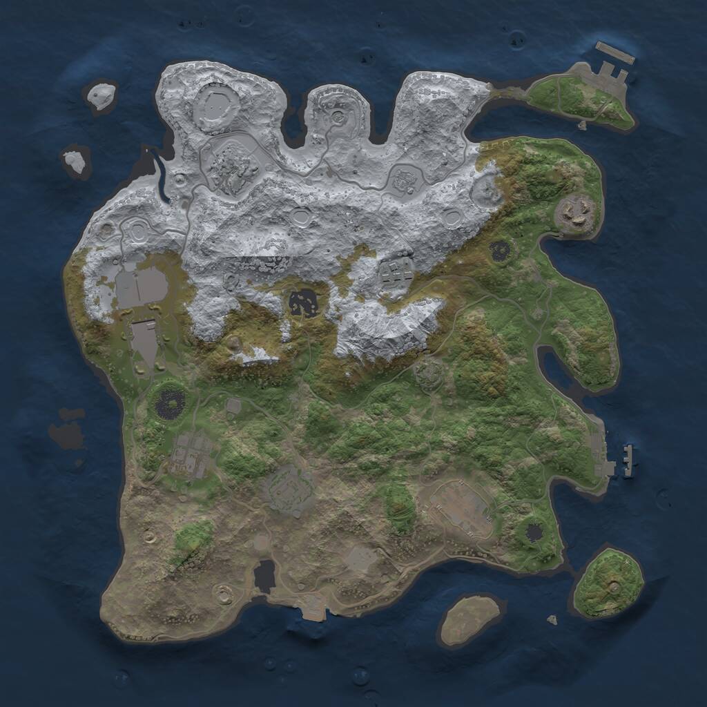 Rust Map: Procedural Map, Size: 3500, Seed: 6663, 14 Monuments