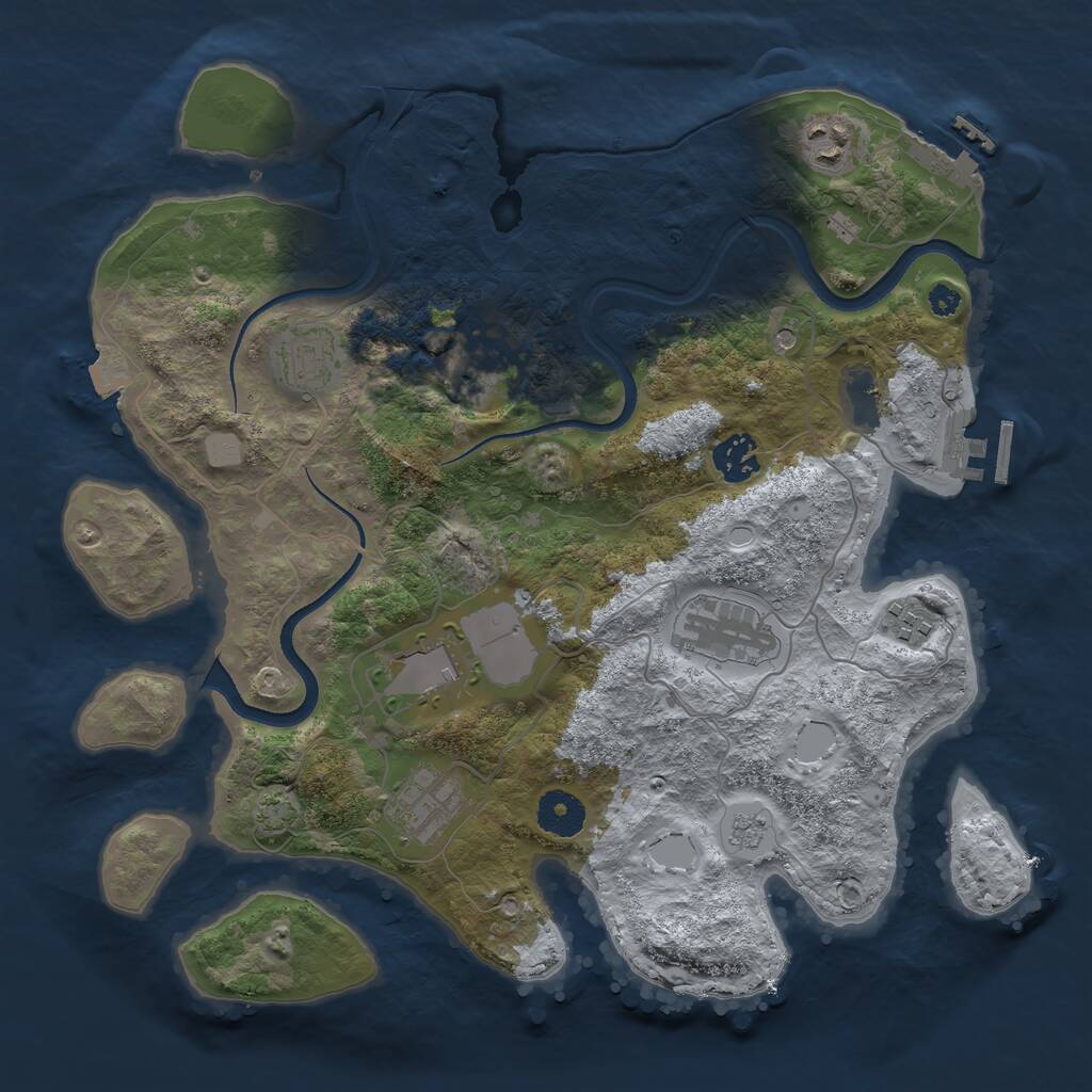 Rust Map: Procedural Map, Size: 3500, Seed: 4388, 14 Monuments