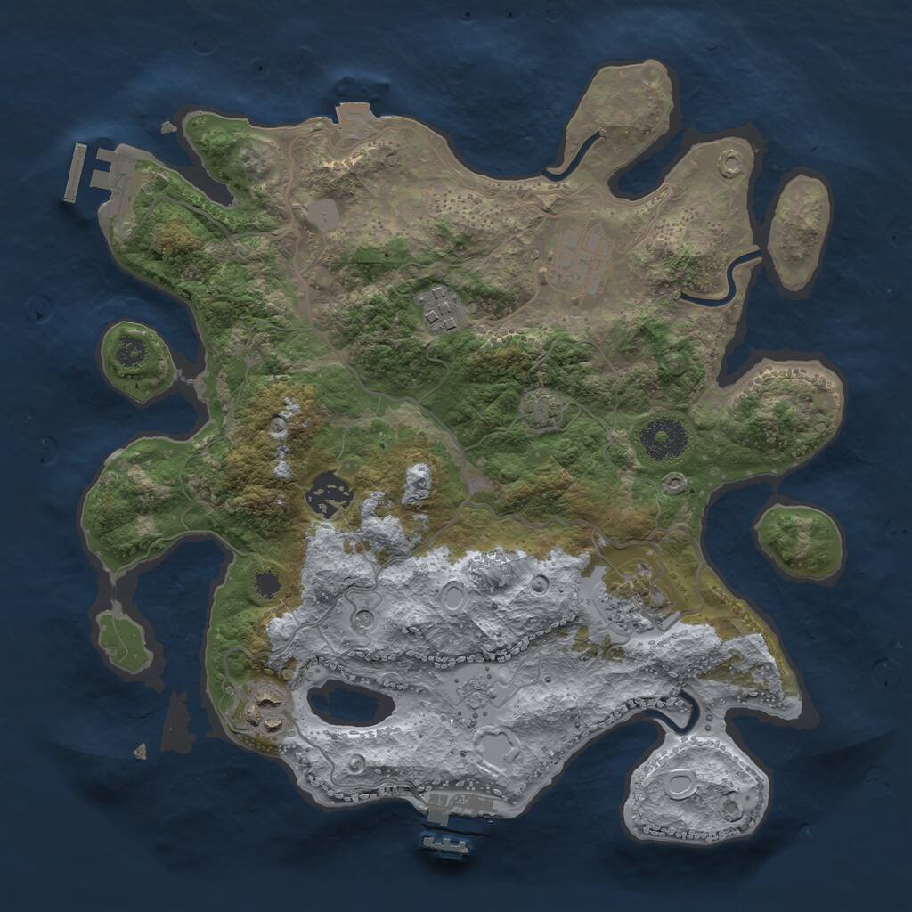 Rust Map: Procedural Map, Size: 3100, Seed: 1869373470, 11 Monuments