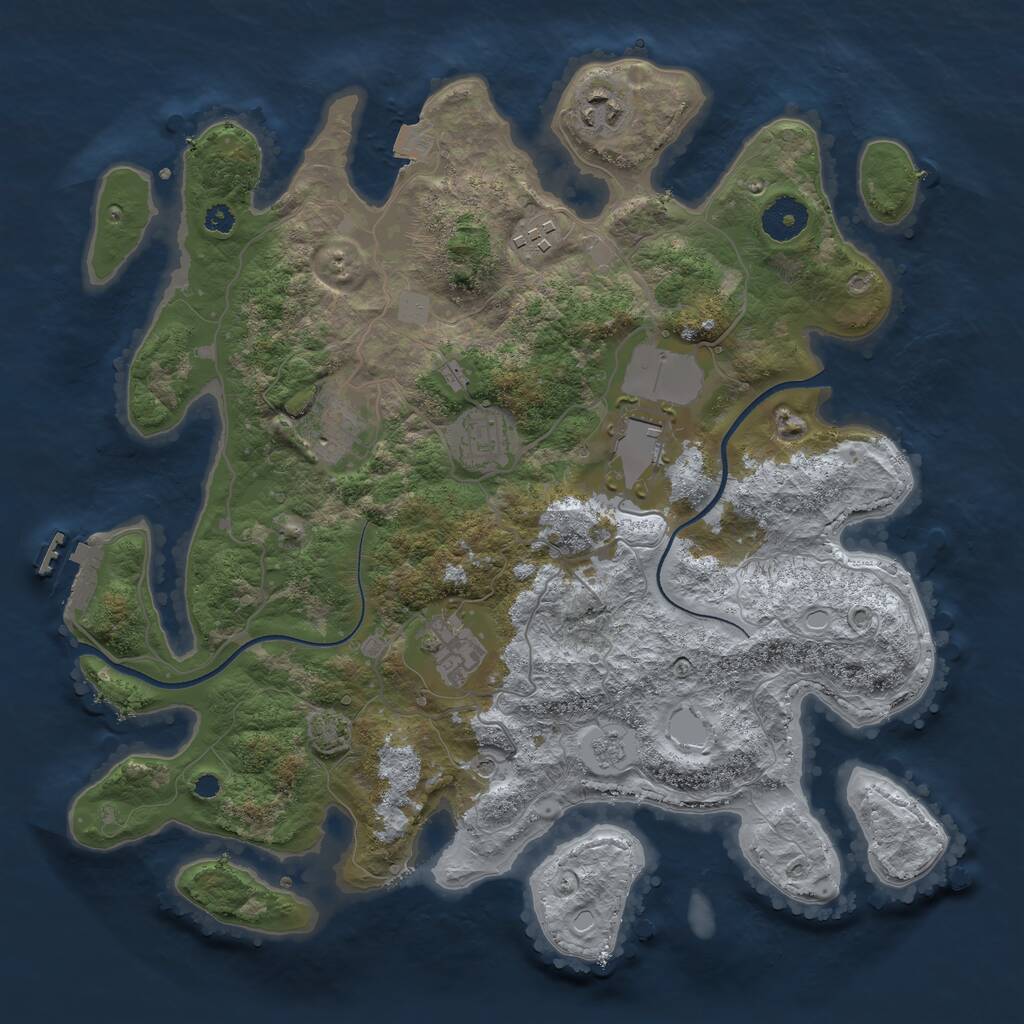 Rust Map: Procedural Map, Size: 3500, Seed: 639818944, 11 Monuments