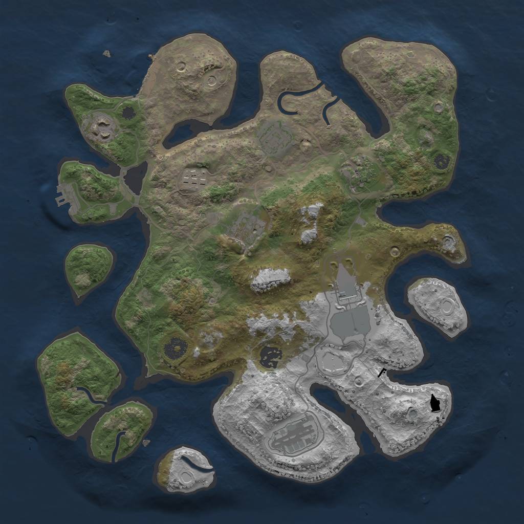 Rust Map: Procedural Map, Size: 3500, Seed: 42061340, 16 Monuments