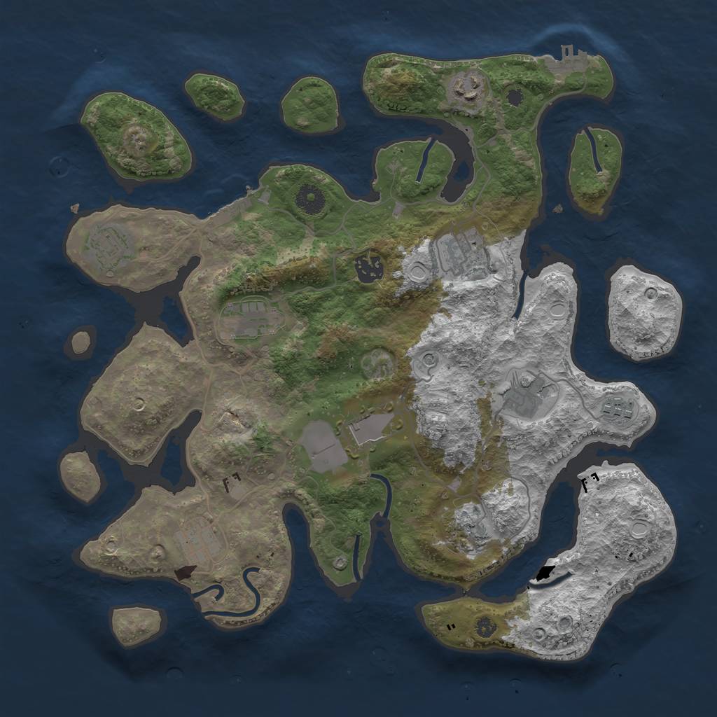 Rust Map: Procedural Map, Size: 3700, Seed: 823640946, 21 Monuments