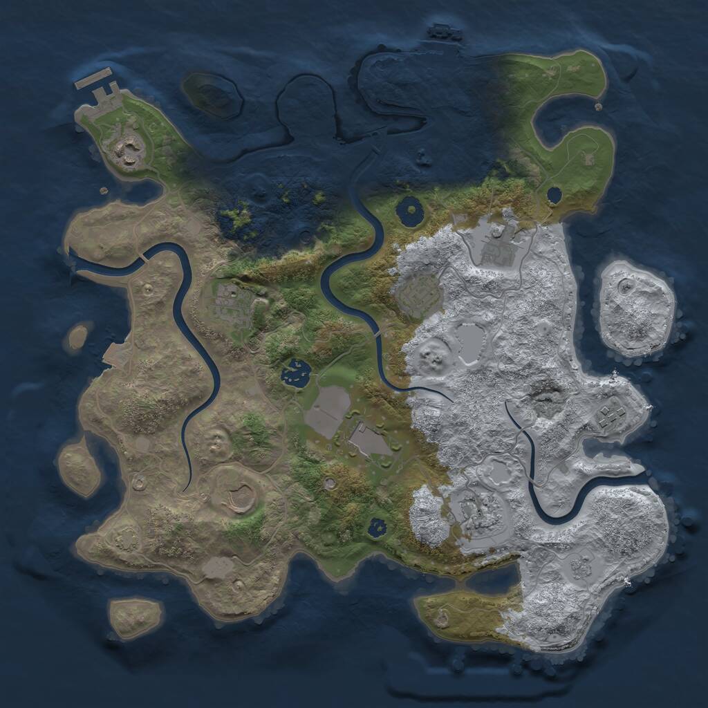 Rust Map: Procedural Map, Size: 3700, Seed: 823640946, 15 Monuments