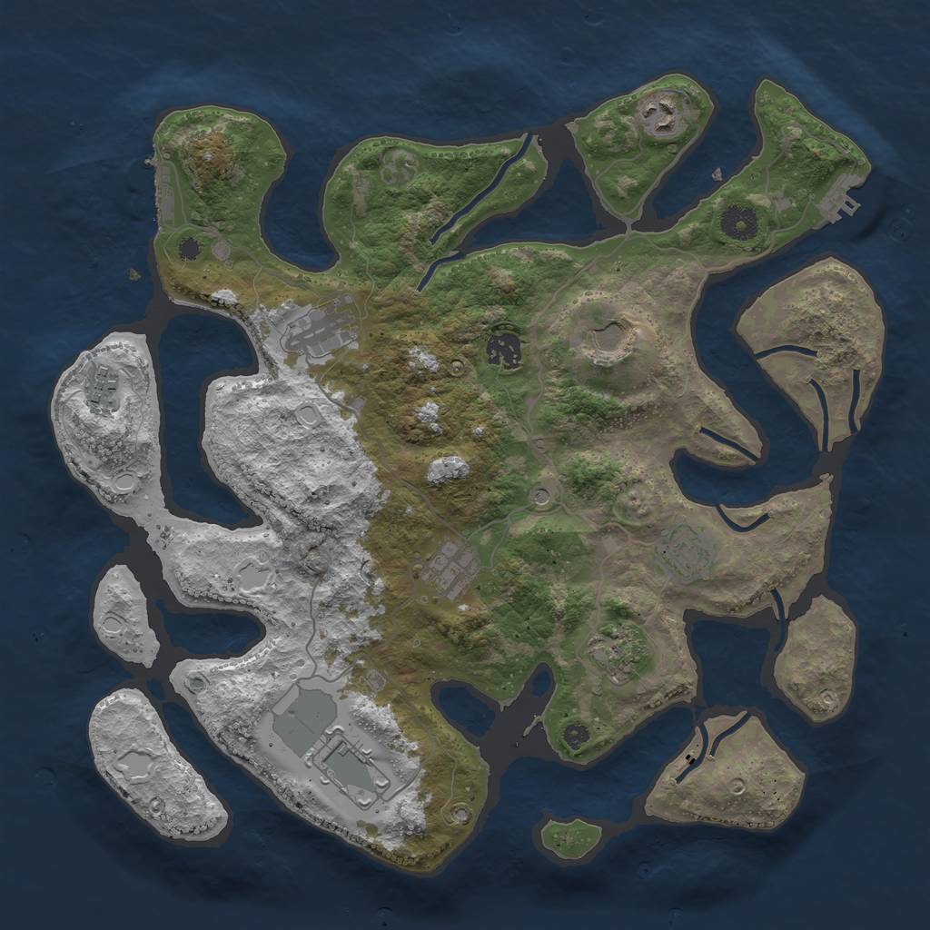 Rust Map: Procedural Map, Size: 3800, Seed: 1889821, 20 Monuments