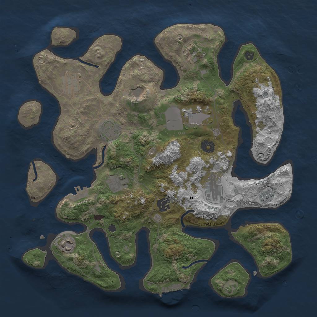 Rust Map: Procedural Map, Size: 3500, Seed: 1799513805, 18 Monuments