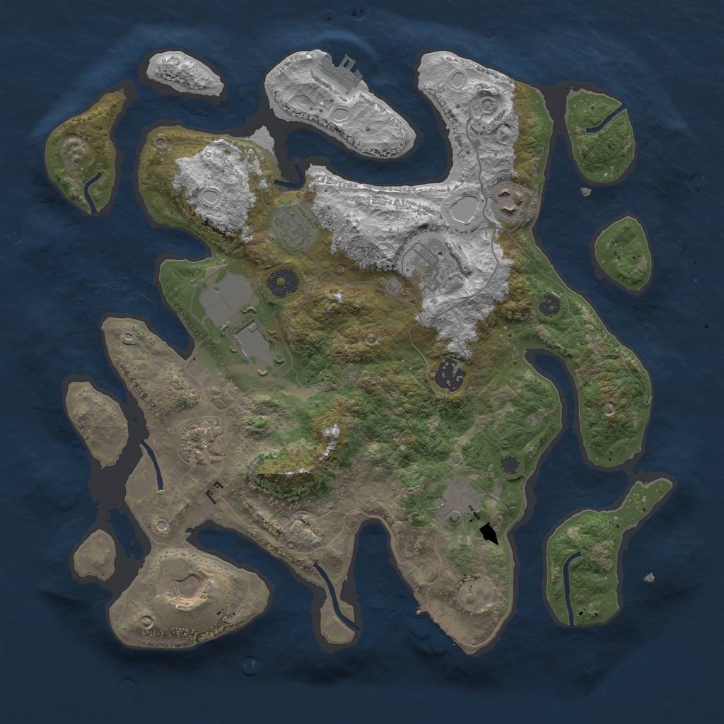 Rust Map: Procedural Map, Size: 3600, Seed: 1110198597, 16 Monuments