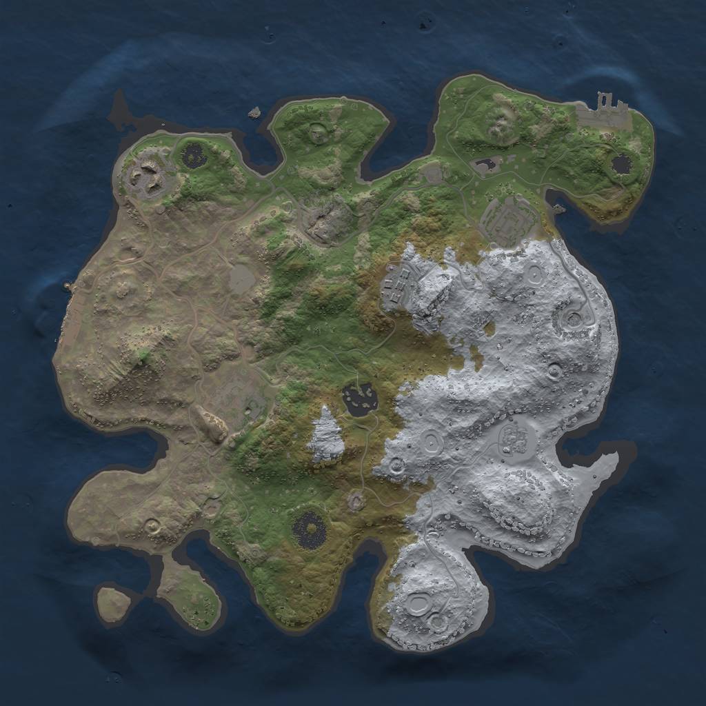 Rust Map: Procedural Map, Size: 3000, Seed: 132545895, 12 Monuments