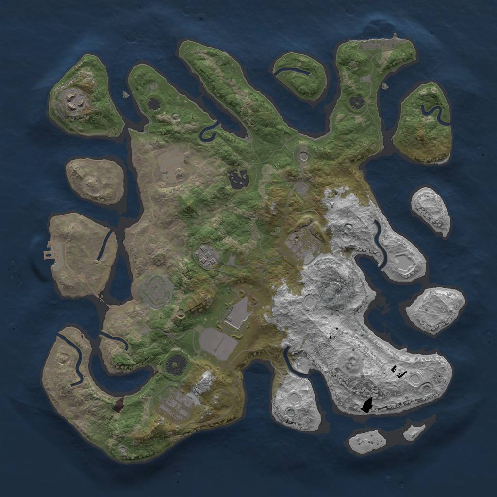 Rust Map: Procedural Map, Size: 3600, Seed: 153427989, 16 Monuments