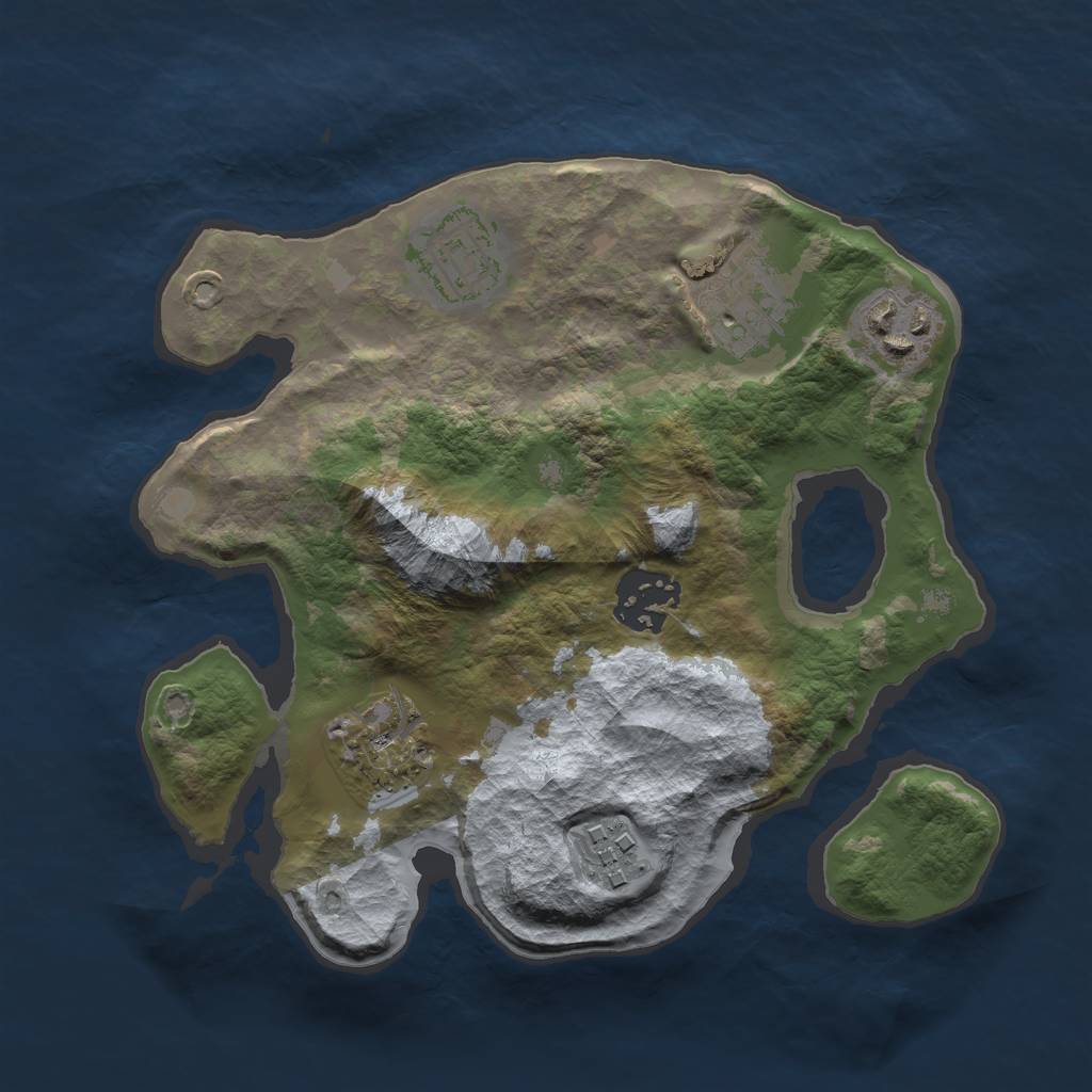 Rust Map: Barren, Size: 2500, Seed: 317867, 8 Monuments