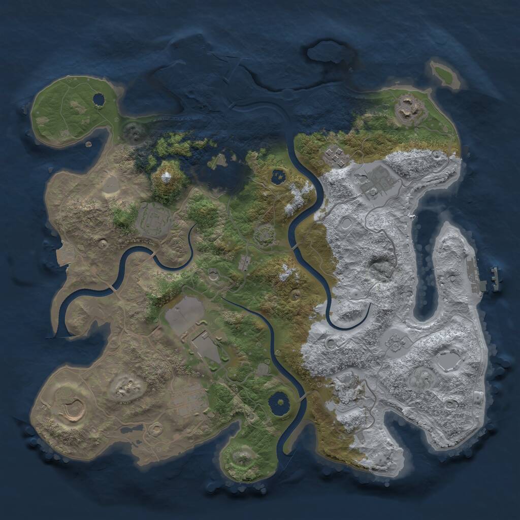 Rust Map: Procedural Map, Size: 3500, Seed: 18437855, 15 Monuments