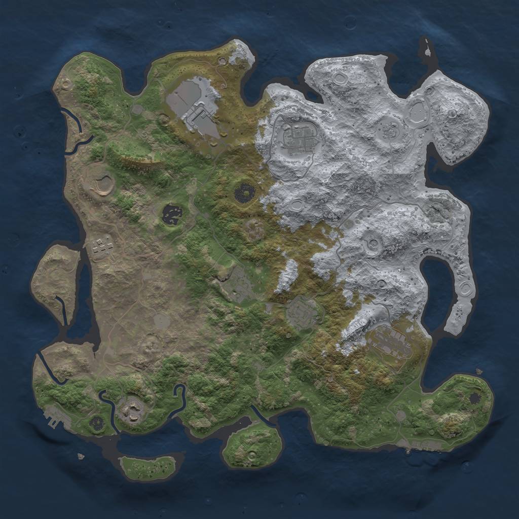 Rust Map: Procedural Map, Size: 3850, Seed: 2125313653, 16 Monuments