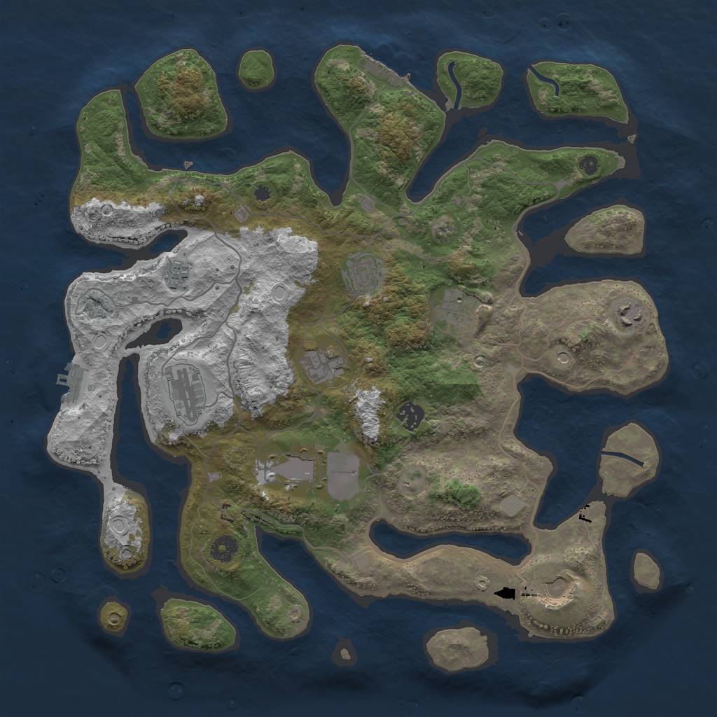 Rust Map: Procedural Map, Size: 4000, Seed: 228333017, 17 Monuments